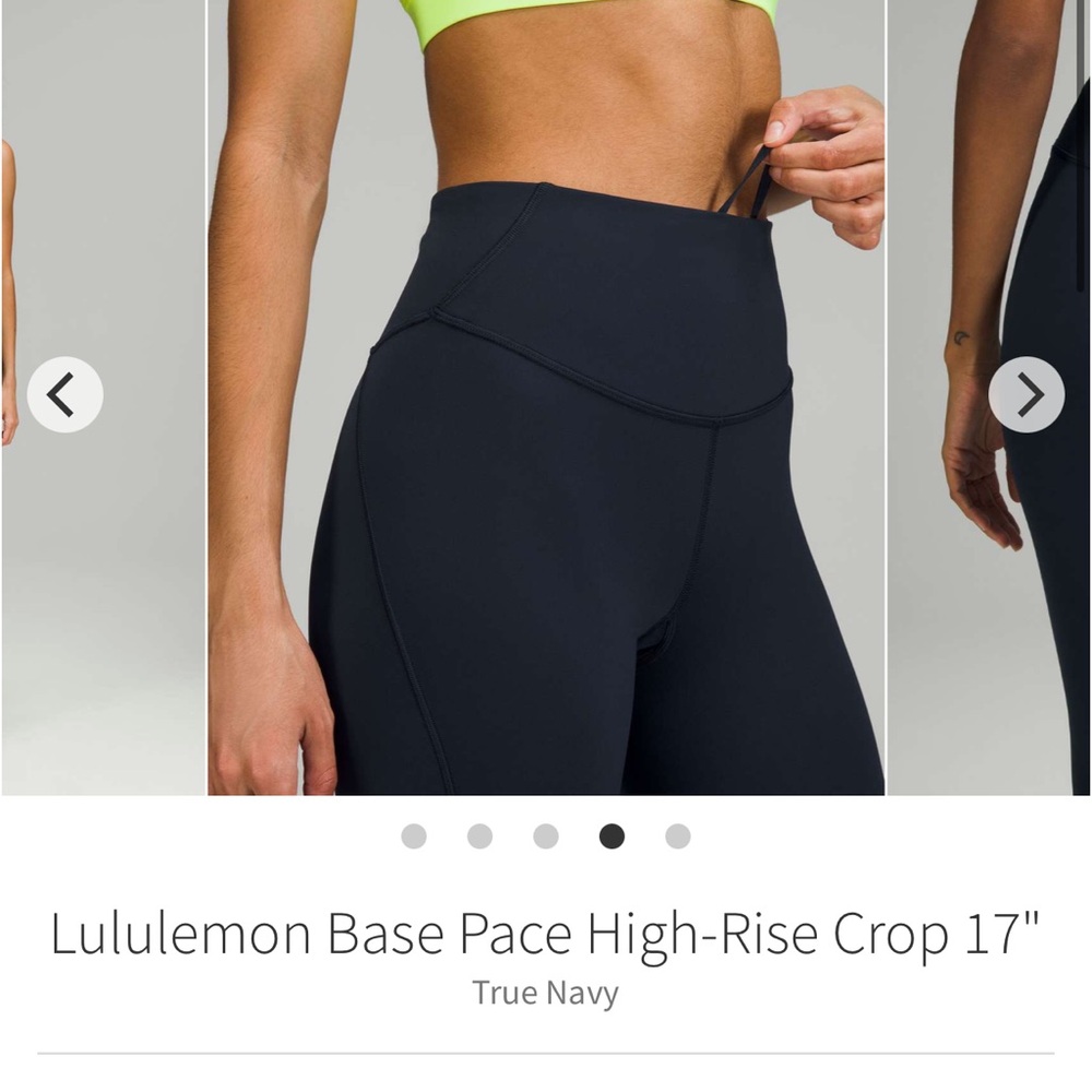 Lululemon Base Pace High-Rise Crop 17" True Navy NWT size 4